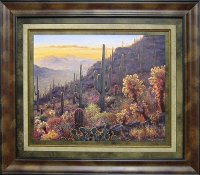 Sonoran Sunset with Cacti Framed Wall Art
