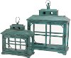 Large 24 Inch Teal Wooden Lantern