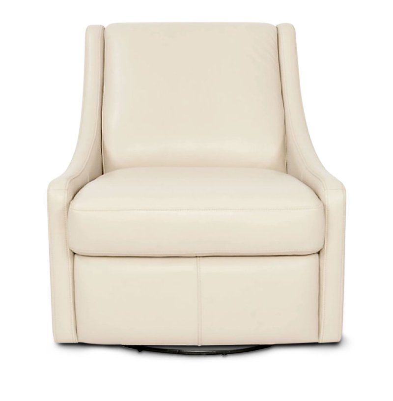 Off White Leather Modern Swivel Chair