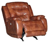 Rustico Brown Leather-Match Power Rocker Recliner - Cresent-2
