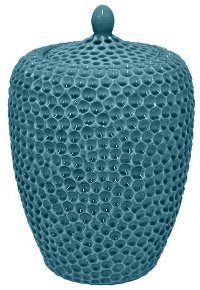 14 Inch Turquoise Ceramic Jar With Lid