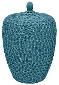 19 Inch Turquoise Ceramic Jar With Lid