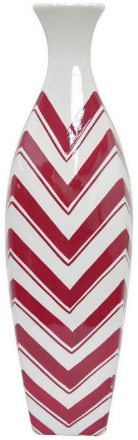 Red and White 20 Inch Ceramic Vase