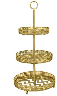 Gold Metal Mirrored 3-Tier Tray