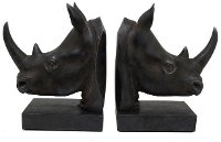 Resin Rhino Bookend Pair