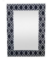 Blue and White Wood Framed Mirror