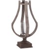 25 Inch Natural Wood and Glass Rustic Candle Holder