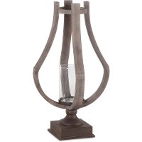 25 Inch Natural Wood and Glass Rustic Candle Holder