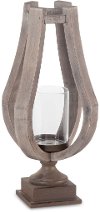 Clearance 17 Inch Natural Wood and Glass Rustic Candle Holder