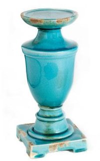 10 Inch Antique Blue Candle Holder