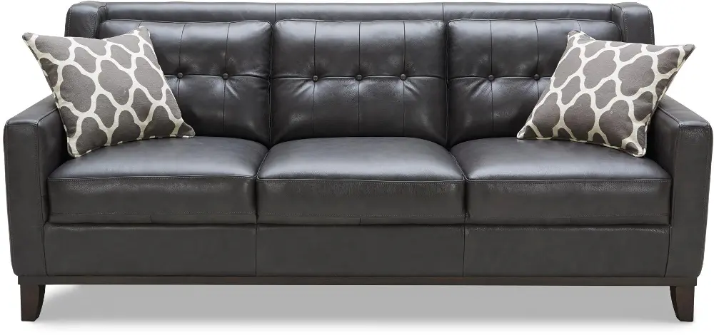 Contemporary Charcoal Leather Sofa - Nigel-1