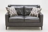 Contemporary Charcoal Leather Loveseat - Nigel