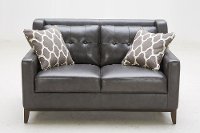 Contemporary Charcoal Leather Loveseat - Nigel
