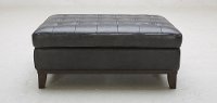 Contemporary Charcoal Gray Leather Ottoman - Nigel