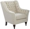 Linen Button Tufted Transitional Wing Chair - Taj Mahal