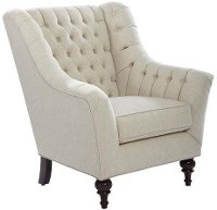 Linen Button Tufted Transitional Wing Chair - Taj Mahal