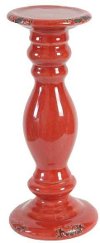 10 Inch Distressed Red Candle Holder