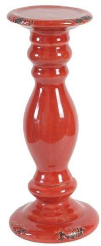 10 Inch Distressed Red Candle Holder