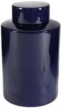 12 Inch Deep Blue Lidded Jar