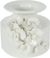 6 Inch White Ceramic Vase with Floral Accents
