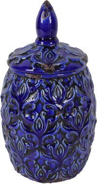 Cobalt Blue 12 Inch Ceramic Lidded Jar