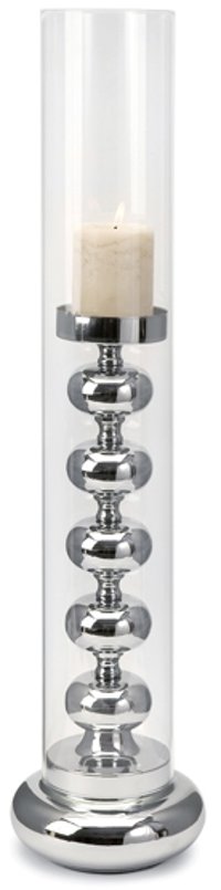 29 Inch Silver and Glass Candle Holder