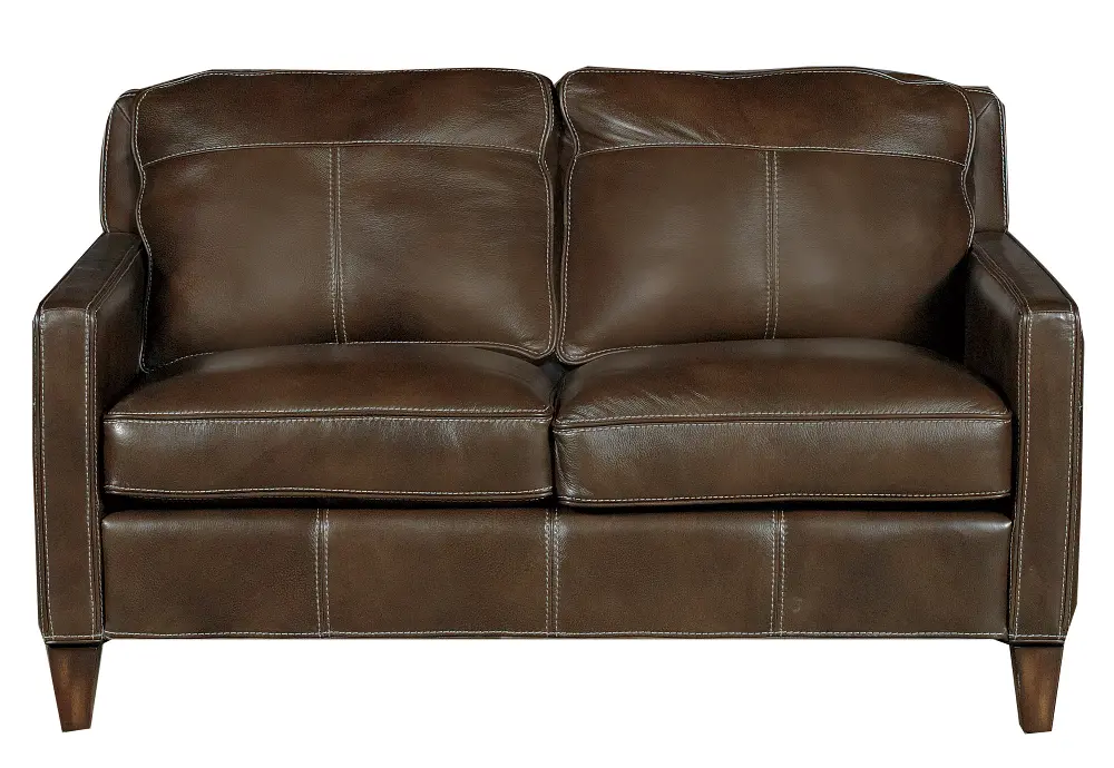 Luciano Brown Leather Contempoary Loveseat-1