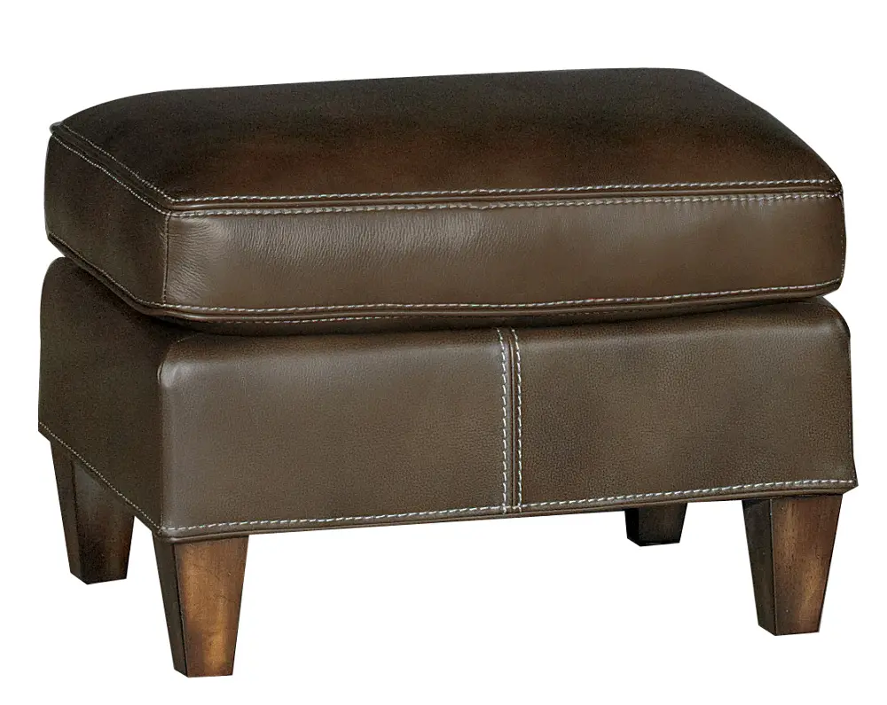 Luciano Brown Leather Contemporary Ottoman-1