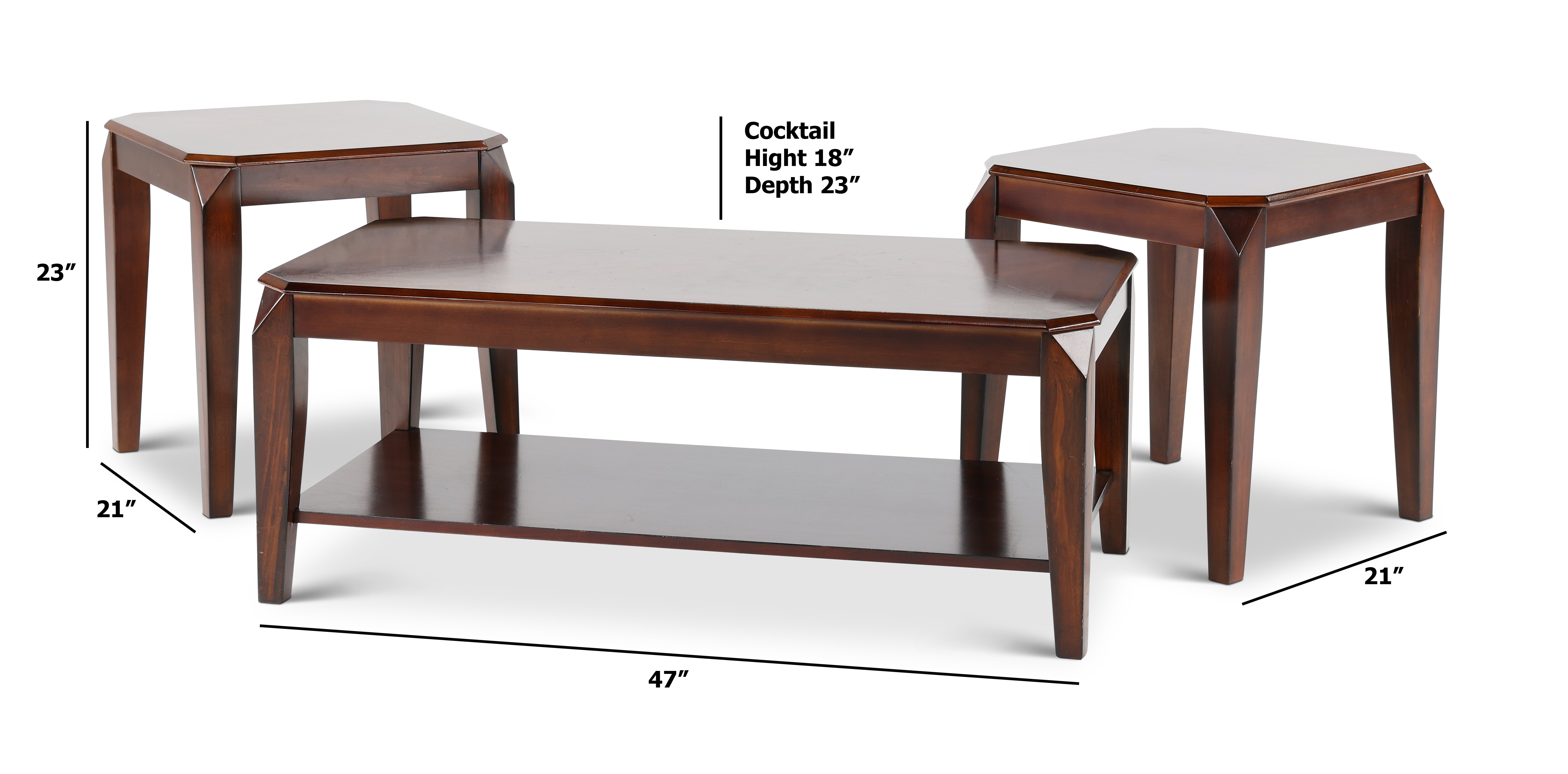 Docila Contemporary Walnut Table, Set of 3-2