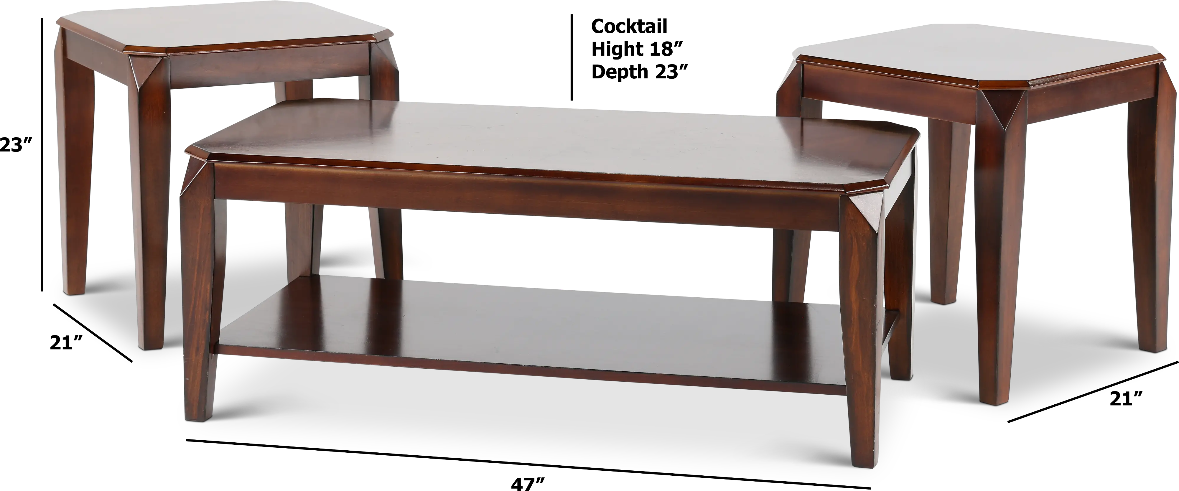 Docila Contemporary Walnut Table, Set of 3-2