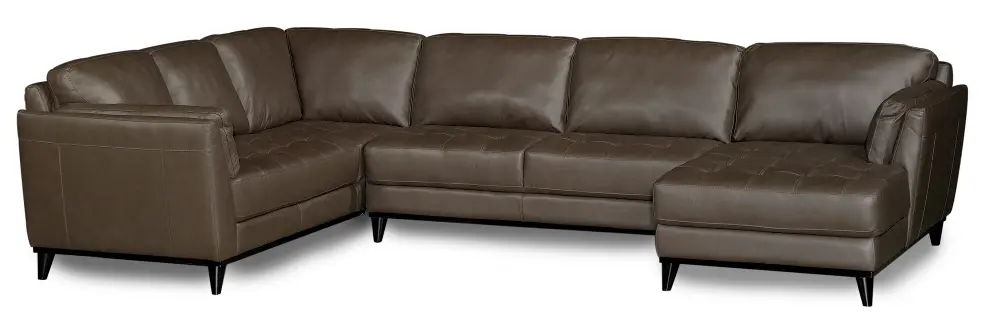Midtown Brown 3 Piece Leather Sectional-1