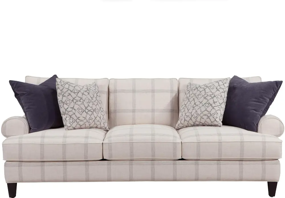 341-30/TRIEPEWTER/SO Lottie 91 Inch Pewter Plaid Upholstered Sofa-1