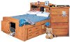 Rustic Cinnamon Full Storage Bed with 2 Under-Bed Dressers - Palomino