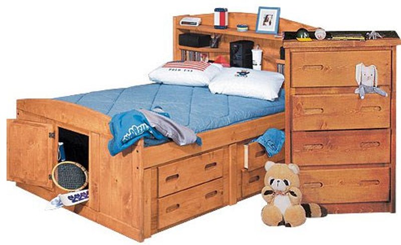 Rustic Cinnamon Full Storage Bed With 2 Under Bed Dressers