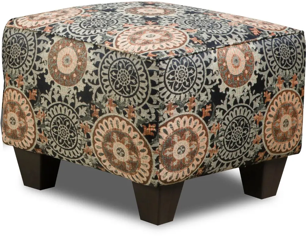 Floral Pattern Upholstered Accent Ottoman - Bullet Collection-1