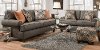 Ash Gray Upholstered Sofa & Loveseat - Bullet Collection