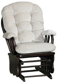 Tan Upholstered Glider Rocker - Bedazzle