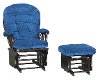Royal Blue Glider Rocker & Ottoman - Bedazzle