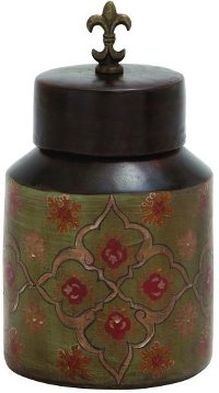 Terracotta Painted Jar with Fleur De Lis