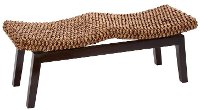 46 Inch Wood Water Hyacinth Bench