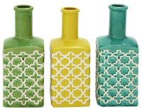 Assorted 12 Inch Ceramic Vase With Quatrefoil Design