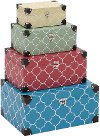 12 Inch Green Wood and Vinyl Trunk