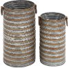 16 Inch Two Toned Galvanized Metal Planter with Handles