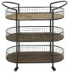 Metal and Wood 3 Tier Cart on Casters