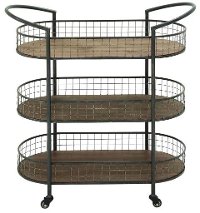 Metal and Wood 3 Tier Cart on Casters