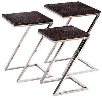 Metal and Wood Z Shaped Nesting Tables-Set of 3