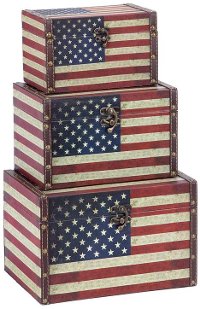 5 Inch Wood and Leather Flag Box