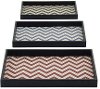 17 Inch Wood and Vinyl Chevron Patterned Tray