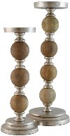 Clearance 12 Inch Wood and Metal Pillar Candle Holder