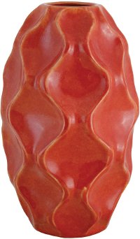 17 Inch Red-Orange Tall Ceramic Vase